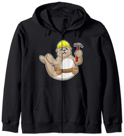 Seehund Zimmermann Hammer Helm Kapuzenjacke