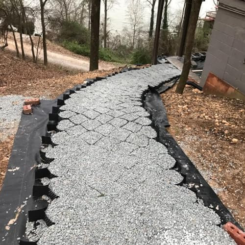 Kiesgitter Hangauffahrt Geocell-Gitter 5cm/ 2inch Hoch, Hochfestes Skalierbares Rutschfestes Gehweg-Boden-Geogitter, Belastbar 816kg/ 1800 Lbs Pro Qm (Size : 1m x 4m (3.3ft x 13ft))