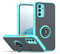 XINYEXIN Coque pour Samsung Galaxy A15 5G / A15 4G, Etui Téléphone Antichoc avec Anneau de Support, Hard PC et TPU Bumper Mat Translucide Case Cover - Bleu Ciel