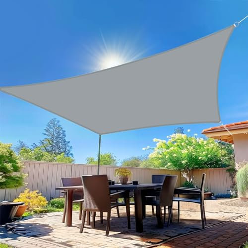 wiipara 4x5m Sonnensegel Rechteckig, Wasserdicht Sonnenschutz Segeltuch Sunsegel, 95% UV Schutz, Regenschutz, Premium Polyester Sonnensegel für Balkon Terrasse Garten (Hellgrau)