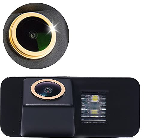 Goldene Objektiv Super Weitwinkel Super HD Rückfahrkamera Ersatz für Ford Mondeo MK4/Focus 2 MK2.5 Facelifted Hatchback/EcoSport MK1 MK2/Kuga/Fiesta MK6/Galaxy MK3/S-Max MK1/Grand C-Max MK2/C-Max MK2