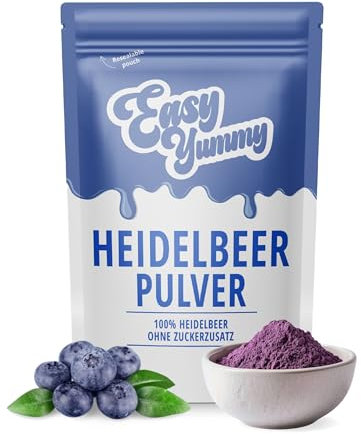 Easy Yummy Polvere di Mirtillo, 100% Polvere di Mirtilli Selvatici, Senza Zuccheri Aggiunti (100g)