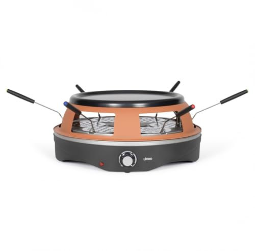 Livoo - Four à pizza DOC304, 6 personnes, 1200W, mini pizza de ⌀ 10 cm, thermostat ajustable, plateau amovible, 6 mini pelles à pizza