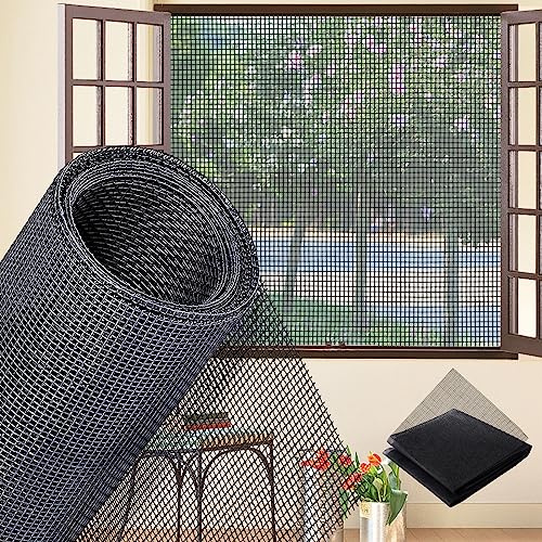 Fliegengitter Meterware 200x500cm, Fliegennetz Fenster Insektenschutzgewebe Ultradichtes Fenstergitter für Balkontür Wohnzimmer Türen Schwarz