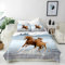 ANHOPE Tier Pferd Stute Pony Bettwäsche Set 3 Teilig Bettbezug 155x220 cm + 2 Kissenbezug 80x80 cm Weich Microfaser Bettbezüge mit Reißverschluss Ganzjahres Bettdeckenbezug Set