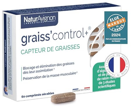 NaturAvignon Graiss'Control | Bruleur de graisse puissant | Maté, algue brune, pépins de raisin | Efficacité prouvée pour perte de poids rapide et efficace | 60 comprimés (30jours)