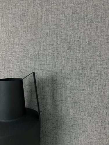NEWROOM Tapete Anthrazit Vliestapete Unifarbe - Universal Modern Dunkelgrau Grau Struktur Leinen-Optik Einfarbig Uni Stoffoptik inkl. Tapezier-Ratgeber