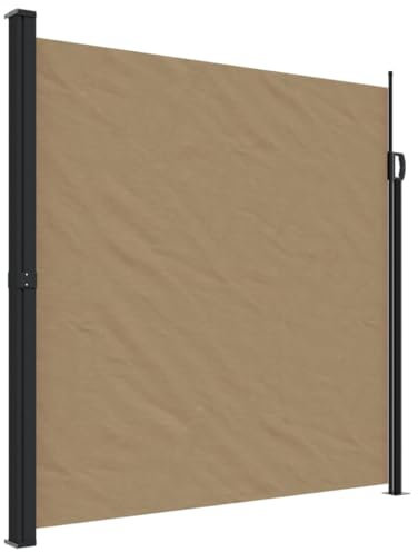 Willood Seitenmarkise Wandmarkise Ausziehbar mit PU-Beschichtung, Windschutz für Balkon Terrasse Garten, Sichtschutz Markise Taupe 120x300cm Einseitig einziehbar