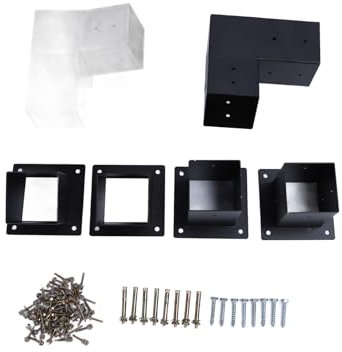 Kit de Pergola à 3 Voies à 15 Degrés, Ensemble de Supports de Pergola pour Poteaux en Bois de 4 X 4 Pouces avec Trous Pré-percés et de Nombreuses Vis, Matériau en Acier allié