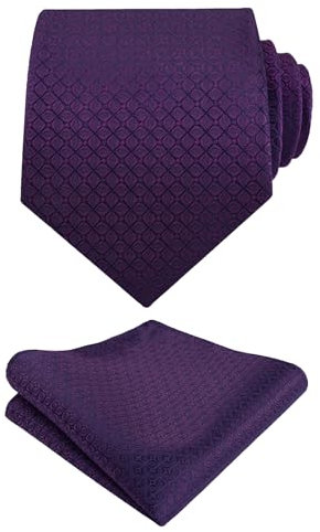 Alizeal Cravatta e fazzoletto da uomo, modello regolare, stile formale, classico, per matrimonio, 149-Viola scuro, Taglia unica