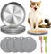4 Pcs Wide Whisker Friendly Cat Dishes Set 6.7 with Non-Slip Placemat and 2 Spoon, Stainless Steel Cats Bowls, Shallow Food Bowl, Indoor Kitten Feeding Wet & Dry Food Dish to Prevent Whisker Fatigue