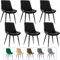 JIJIAN Esszimmerstühle 6er Set, Küchenstühle, Polsterstühle, Wohnzimmerstühle, Design Stuhl mit Rückenlehne, Sitz aus Samt mit schwarzen Metallbeinen, Schwarzer