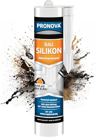 Pronova Bausilikon Weiß Neutralsilikon für Anschluss und Dehnungsfugen im Bau- und Montagebereich an Balkonen Terrassen und Fenstern sowie für Abdichtungen zwischen Beton- und Fassadenbauteilen 300 ml
