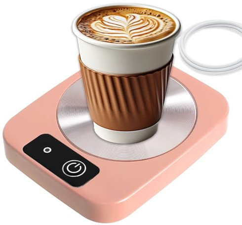Coffee Mug Warmer, Cup Warmer 55℃ USB Electric Coffee Warmer with Aluminum Metal Panel USB Mug Warmer for Coffee, Milk, Tea, Cocoa Pink