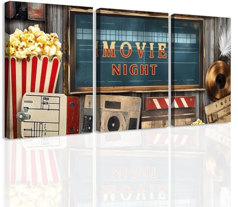 ZXHYWYM Kino Wanddekoration 3 teilig Filmschild Bild Filmplakate Kinoraum Dekor Schauspiel Leinwanddrucke Heimkino Dekor mit Rahmen (50x70cmx3)
