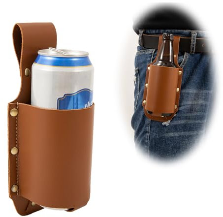 SFBSFL Beer Holster,Beer Holster for Men,Pu Leather Beer Holster Bottle Holders,Men's Beer Gift,Outdoor Party, Barbecue, Camping Beer Accessories