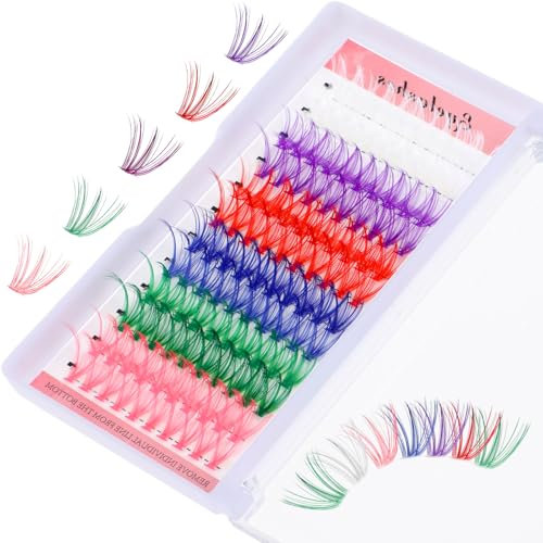 HJZHII Lot de 120 extensions de cils - 14 mm et 16 mm - 6 couleurs - Extensions de cils - Pour extensions de cils de manga - Uniques - Faux cils blancs - Pour bricolage