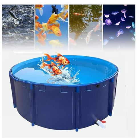 Fuori Terra Piscina Per Laghetto In Tela, Grande Piscina Per Interni Autoportante Acquario Con Struttura In Acciaio, Pieghevole In PVC Laghetto Per Carpe Koi Con Valvola Di Scarico, Semplice Piscina(D