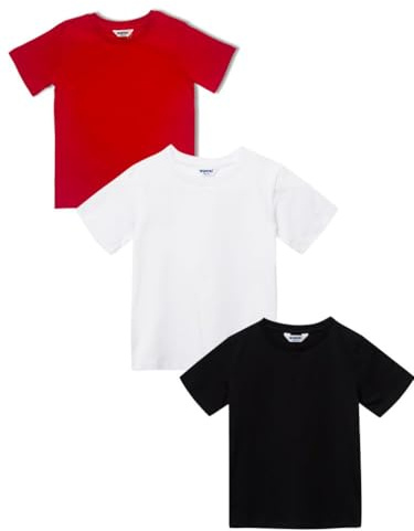 Kinder Unisex Teenager Jungen Mädchen Tshirt 3er Pack T-Shirt-Oberteile Multi-Packs Kurzarm, Rundhalsausschnitt.