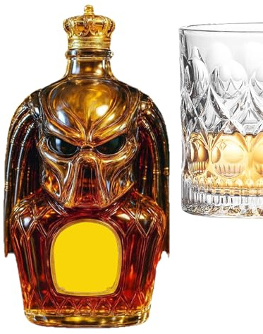 Predator Whiskey Bottle, Decorative Alcohol Container, Liquor Decanter Glass Jar, Artistic Airtight Seal, Stylish Scent Preservation Design, 4.72x3.15x2.95 Inches, for Display