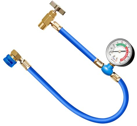 COOL5 Druckschlauch mit Manometer zum selbstständigen Befüllen mit dem Kältemittel R1234yf in Fahrzeugklimaanlagen, für das Kältemittel R1234yf