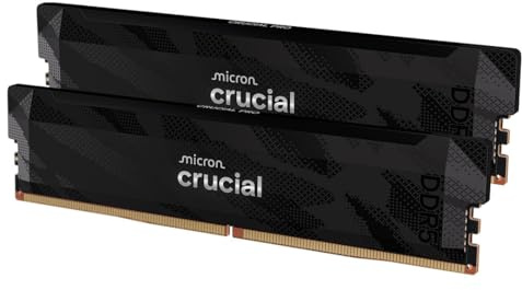 Crucial Pro RAM DDR5 32GB (2x16GB) 6400MHz CL32, Overclocking Gaming, Memoria de Ordenador de Sobremesa, Intel XMP 3.0 / AMD Expo, Negro - CP2K16G64C32U5B