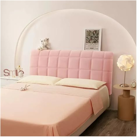KIFSDLF Plaid Bett Kopfteil Abdeckung Schlafzimmer weich warm Winter verdicken All-Inclusive BedHead Staubschutz Bettrückenbezüge(A5 pink,W180 x H70cm H)