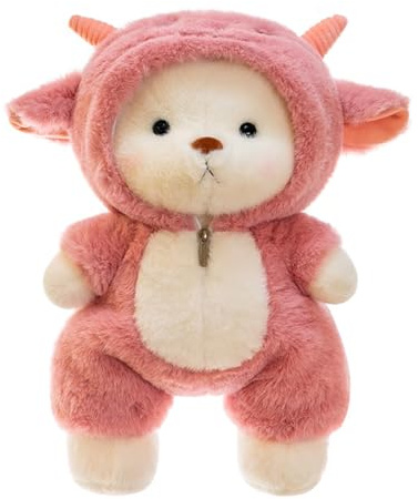 Xiyocadt Schaf Kuscheltier PlüSchtier Flauschiges Stofftier Klein Lamm PlüSchtier TeddybäR Mit Schaf KostüM, TeddybäR, Stofftier Teddy, Kreatives Geschenk FüR Kinder (Rosa,40cm)