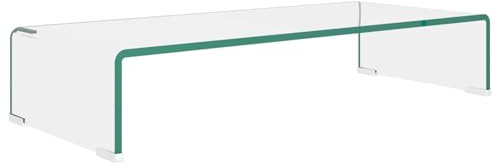 Mobile rialzo TV, vetro trasparente 70x30x13 cm, per salotto moderno