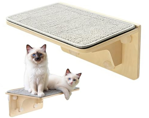 Flkiglm Piattaforma Per Gatti Alla Finestra | Mobili Gattini in Legno con,Ripiano Gatti A Parete E Finestra,Per Casa, Appartamento, Casa Colonica, Camera Da, Attico,