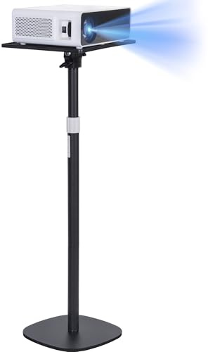 AKOZLIN Projector Stand, Height Adjustable 57-129 cm, Metal Laptop Stand, 8 kg Load Capacity, 360° Rotatable, Floor Stand for Projectors Compatible with DJ Rack/Camera/Laptop