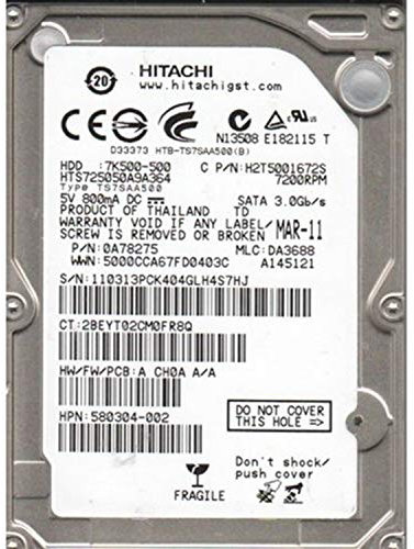 Hitachi Travelstar 7K500 500GB HDD 500GB Serial ATA II internal hard drive - Internal Hard Drives (2.5, 500 GB, 7200 RPM, Serial ATA II, 16 MB, HDD)