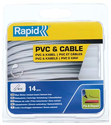 Rapid Heißklebesticks für PVC und Kabel, 14 Klebesticks 94mm Länge, Spezialkleber, Heißkleber für Heißklebepistole 11mm, 12mm