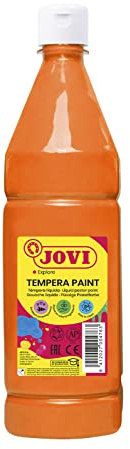 Jovi - Témpera líquida, botella de 1L, Color naranja, Formato escolar | Pintura a base de ingredientes naturales, Fácil de lavar, Sin gluten