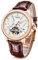 TIME100 Herrenuhr Automatik Flyweehl Kalender mit Gang Reserveanzeige Saphirglas Edelstahl Gehäuse Bequem Lederarmband Präzis Minilistische Ziffer und Komplex Zifferblatt (Braun)