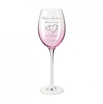 Cheers Happy morado aniversario par de boda copas de vino 33 años juntos con con corazones