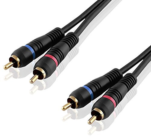 BestPlug 20cm Stereo Audio RCA L-R Kabel, 2 Cinch Stecker auf 2 Chinch Stecker vergoldet, Schwarz (verbesserte Ausführung v1.03)