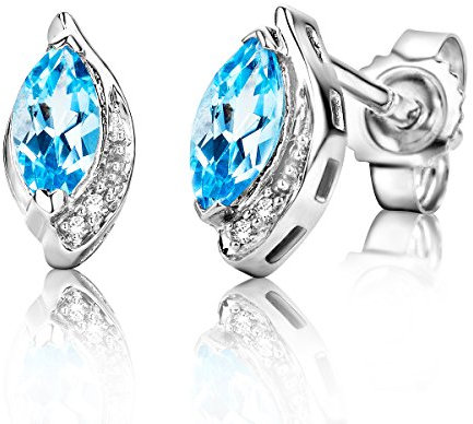 Miore Damen Weißgold Topas/Amethyst Ohrstecker Ohrringe 9KT (375) mit Diamant Brillanten (Topaz)