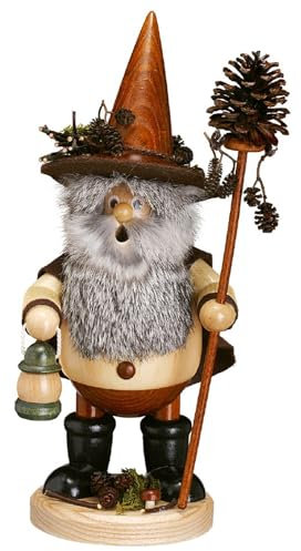 Drechselwerkstatt Uhlig DWU | Handgefertigtes Räuchermännchen | Traditionelles Kunsthandwerk | Weihnachtsdeko Wichtel | 25 cm | Zapfensammler natur