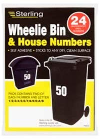 Sterling Waterproof Wheelie Bin & House Numbers 24 Pack