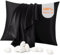 Seidenkissenbezug Jaciu Silk Pillowcase 21 Momme beidseitiger Seidenkissenbezug Kissenbezug Versteckter mit Reißverschluss Hypoallergen weich atmungsaktiv für Haar, Haut,1 Stück,Schwarz