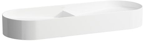 Laufen Sonar Doppelwaschtisch-Schale, ohne Hahnloch, ohne Überlauf, 1000x370mm, inkl. Keramikabdeckung für Ablaufventil, weiß, Farbe: Weiß mit LCC - H8123484001121