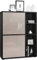 Vladon Highboard Schrank Anrichte Cuba mit 8 Fächern, Made in Germany, Korpus in Schwarz matt/Fronten in Sandgrau Hochglanz