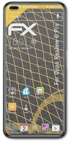 atFoliX Película Protectora compatible con Oppo Realme 6 Pro Lámina Protectora de Pantalla, antirreflejos y amortiguadores FX Protector Película (3X)