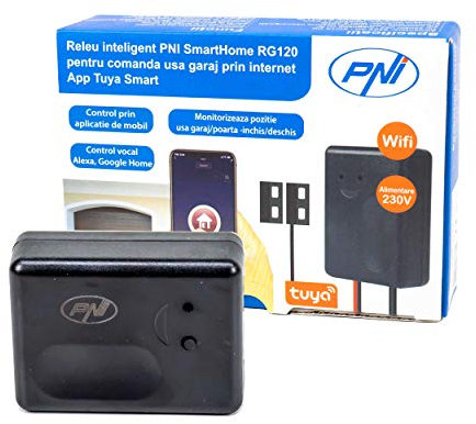 Relé inteligente PNI SmartHome RG120 WiFi para control de apertura de puertas de garaje monitoreado a través de Internet con la aplicación Tuya Smart