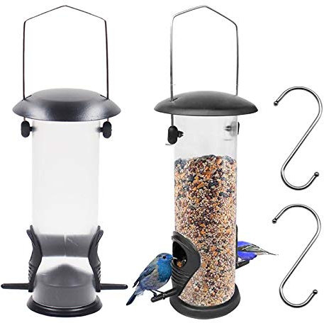 2PCS Bird Feeders Wild Bird Seed Feeder Hanging Bird Feeders with Hooks for Small Birds, Bird Feeder for Mix Seed Blends, Sunflower Heart, Peanut Feeder