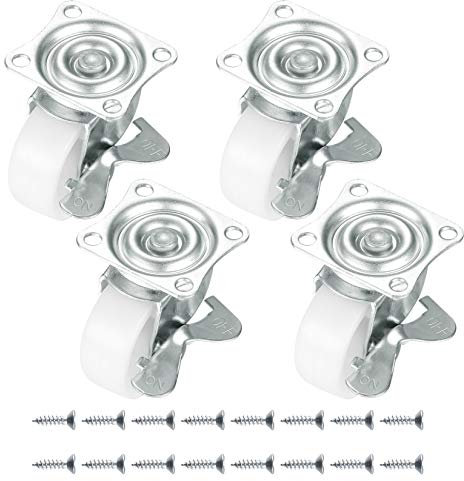 Lenkrollen, 4 Stück Nylon Schwerlast bewegliche Lenkrollen Lenkrollen mit Doppelkugellager, Schwenkkopf, Trolley-Möbelräder mit Schrauben – Max 80 kg pro Set