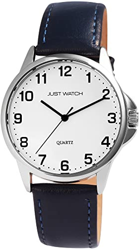 Just Watch Bernard Herren-Uhr Echt Leder Dornschließe Analog Quarz JW20160 (blau)