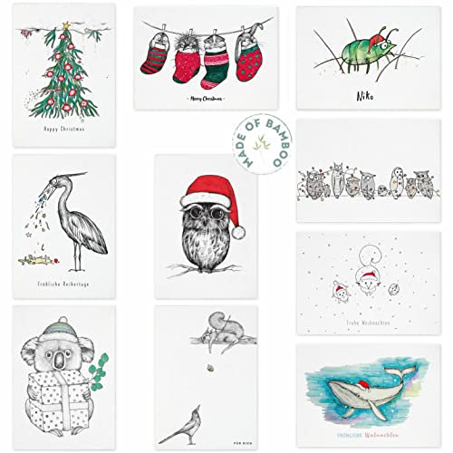 Ligarti® Postkarten Set I nachhaltige Grußkarten | Karten für Weihnachten | auf Premium Bambuspapier I Nikolaus, Christmas