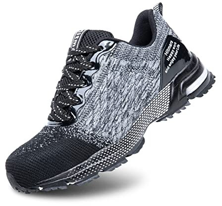 Hitmars Zapatos de Seguridad Hombre Mujer Zapatillas de Seguridad Zapatillas de Trabajo Calzado de Seguridad Safety Shoes Punta de Acero Ligero Gris EU 39
